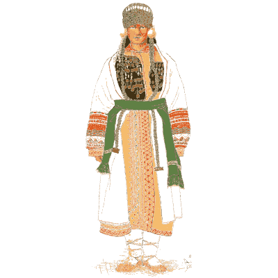 Figure in folk costume plate - Trachten und Muster der Mordvinen - 1896