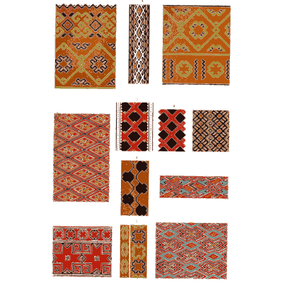Panel sampler plate in red and gold