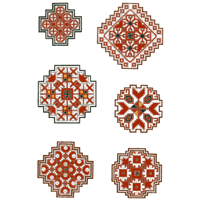 Rosette motif plate in red