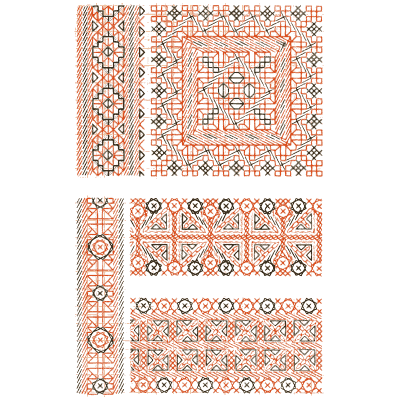 Sampler plate in red and blue