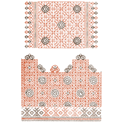 Sampler plate in red and black