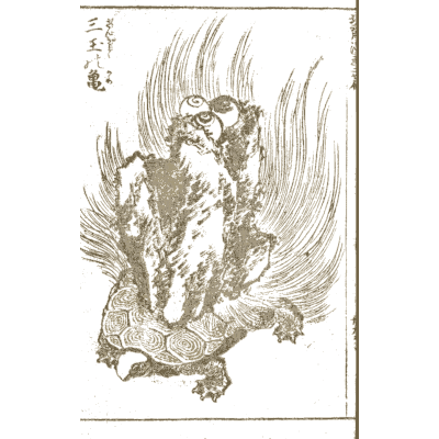 Minogame turtle with flowing tail - Hokusai Manga, Volume 2 - 1868