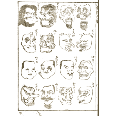 Theatre masks - Hokusai Manga, Volume 2 - 1868