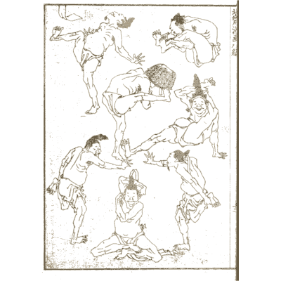 Figures in energetic poses - Hokusai Manga, Volume 8 - 1868