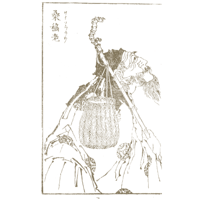 Man with a large woven basket - Hokusai Manga, Volume 8 - 1868