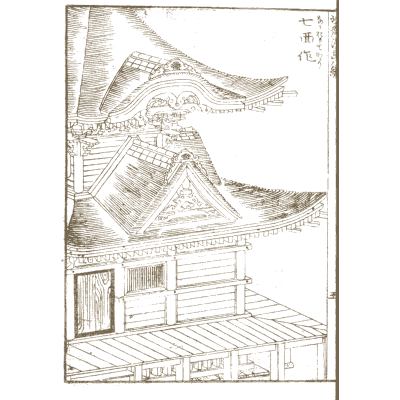 Temple roof and gable - Hokusai Manga, Volume 8 - 1868