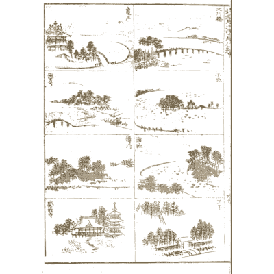Landscape vignettes with bridges - Hokusai Manga, Volume 8 - 1868