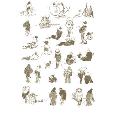 Sheet of figure sketches - Hokusai Manga, Volume 8 - 1868