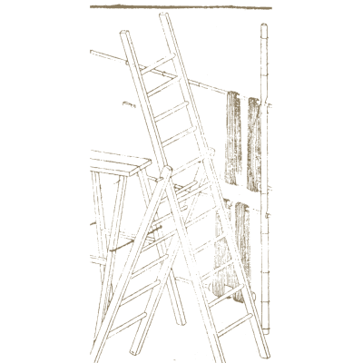 Ladder and scaffold - Hokusai Manga, Volume 8 - 1868