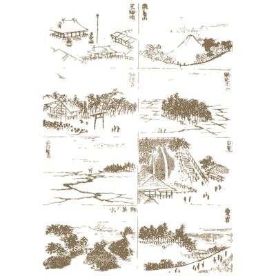 Sheet of landscape views - Hokusai Manga, Volume 8 - 1868