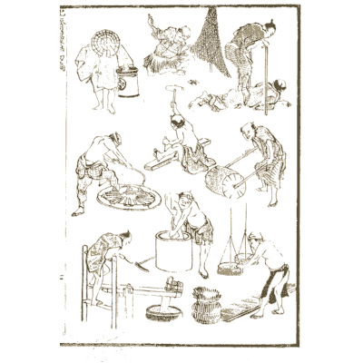 Coopers and workers with tubs - Hokusai Manga, Volume 1 - 1868