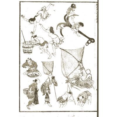 Fishermen with nets - Hokusai Manga, Volume 1 - 1868
