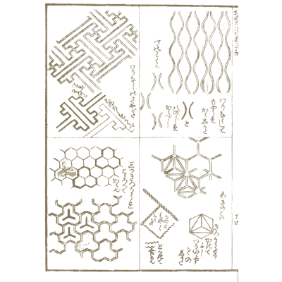 Lattice and geometric patterns - Hokusai Manga, Volume 3 - 1868