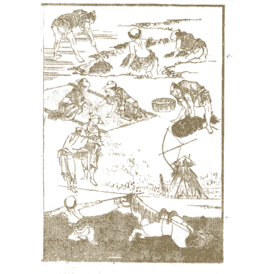 Farmers and hunters in the field - Hokusai Manga, Volume 3 - 1868
