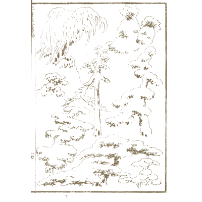 Faint willows and village - Hokusai Manga, Volume 4 - 1868