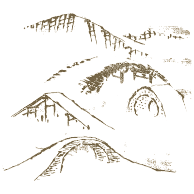 Rolling hills with arched bridges - Hokusai Manga, Volume 4 - 1868