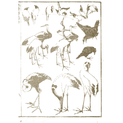 Cranes and crows - Hokusai Manga, Volume 4 - 1868