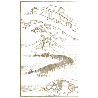 Bridges and embankment - Hokusai Manga, Volume 4 - 1868
