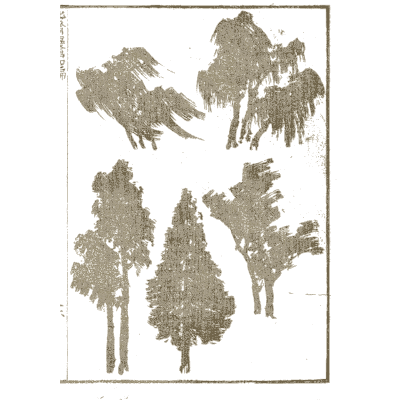 Pines and cedar silhouettes - Hokusai Manga, Volume 4 - 1868