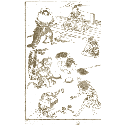 Figures moving heavy loads - Hokusai Manga, Volume 4 - 1868