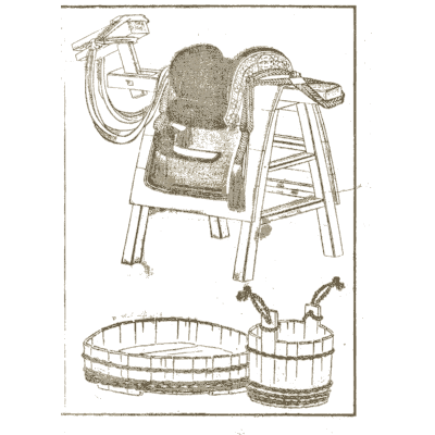 Saddle on a stand and buckets - Hokusai Manga, Volume 6 - 1868