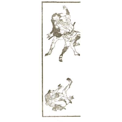 Fighter throwing an opponent - Hokusai Manga, Volume 6 - 1868