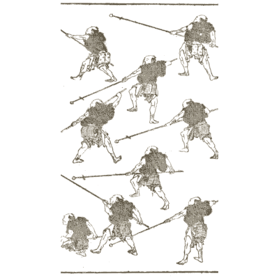 Spearmen in formation - Hokusai Manga, Volume 6 - 1868