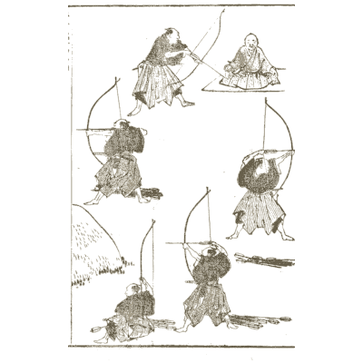 Archers in shooting stances - Hokusai Manga, Volume 6 - 1868