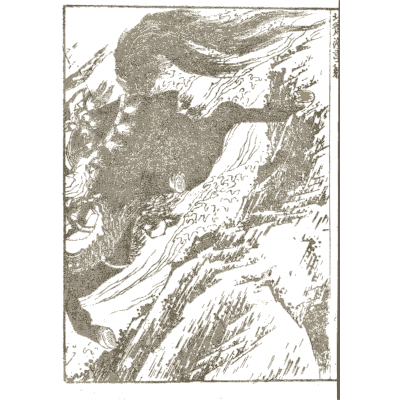 Cliff with waterfall - Hokusai Manga, Volume 6 - 1868