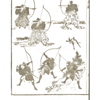 Archers shooting in the field - Hokusai Manga, Volume 6 - 1868