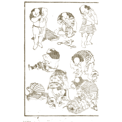 Laughing plump figures - Hokusai Manga, Volume 9 - 1868