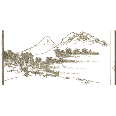 Mount Fuji beyond a wooded plain - Hokusai Manga, Volume 13 - 1868