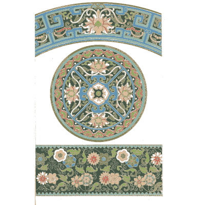 Cloisonne roundel and bands - Examples of Chinese Ornament - 1867