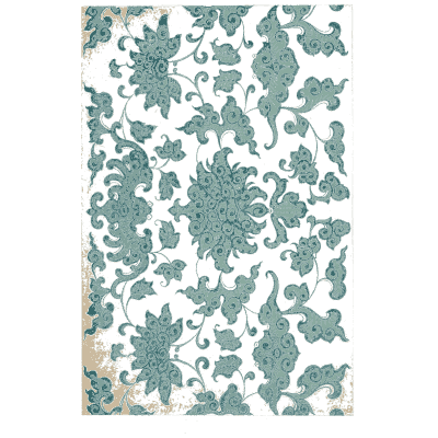 Teal lotus scroll pattern - Examples of Chinese Ornament - 1867