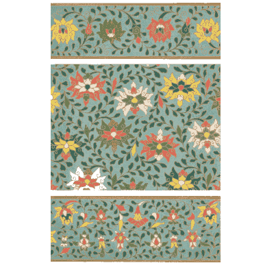 Three floral bands on blue - Examples of Chinese Ornament - 1867