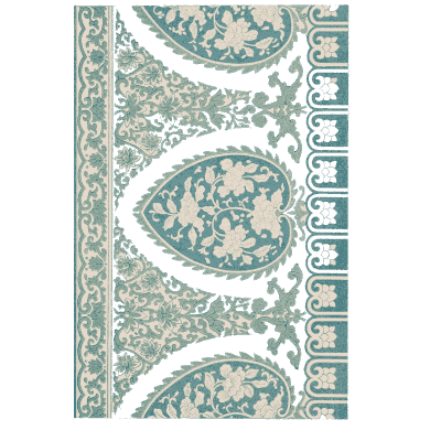 Lotus petal border in teal - Examples of Chinese Ornament - 1867