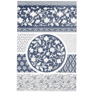 Blue and white roundel with bands - Examples of Chinese Ornament - 1867