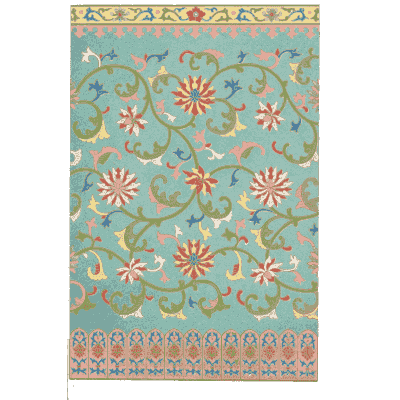 Lotus scroll panel on blue - Examples of Chinese Ornament - 1867