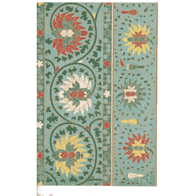 Bold flower panel with border strip - Examples of Chinese Ornament - 1867