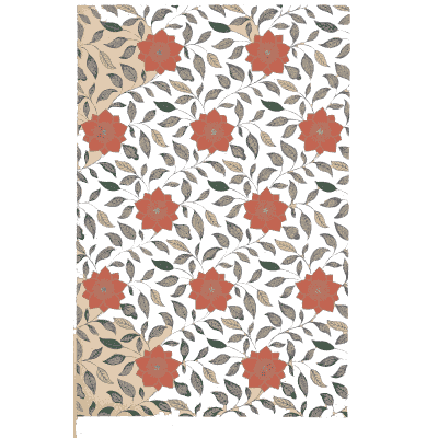 Red rosettes on a leafy ground - Examples of Chinese Ornament - 1867