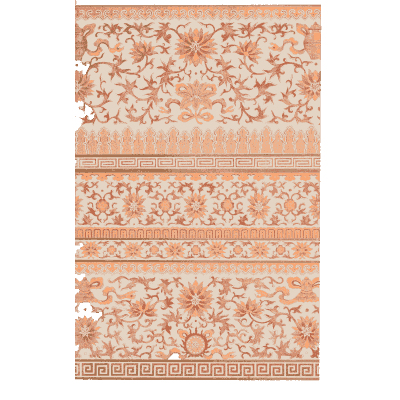 Orange floral bands with fret - Examples of Chinese Ornament - 1867