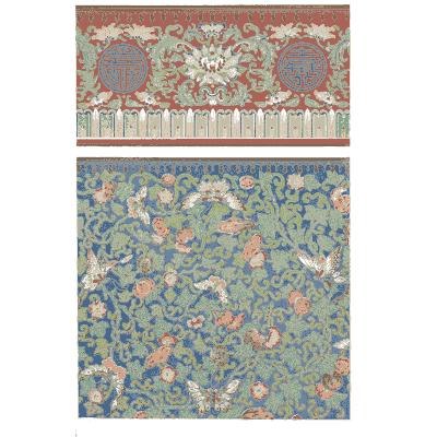 Green scroll field with red frieze - Examples of Chinese Ornament - 1867
