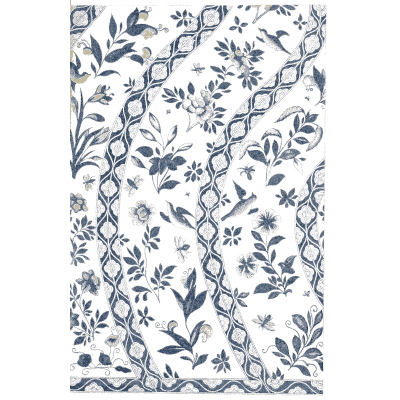 Blue ribbon and leaf trellis - Examples of Chinese Ornament - 1867