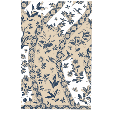 Blue lattice with leaves and birds - Examples of Chinese Ornament - 1867