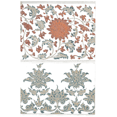 Red and grey lotus panels - Examples of Chinese Ornament - 1867