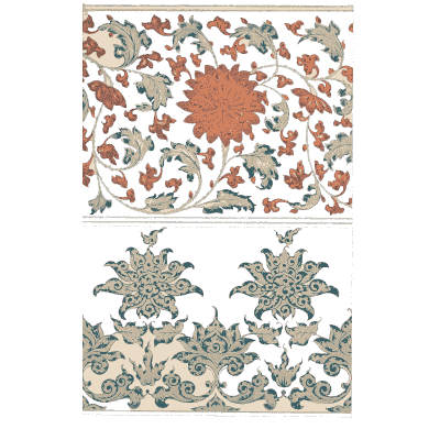 Floral scroll over lotus palmettes - Examples of Chinese Ornament - 1867