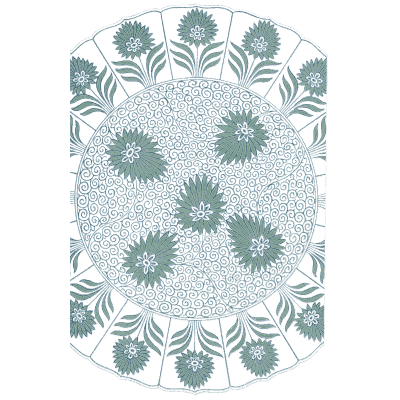 Teal flower roundel - Examples of Chinese Ornament - 1867