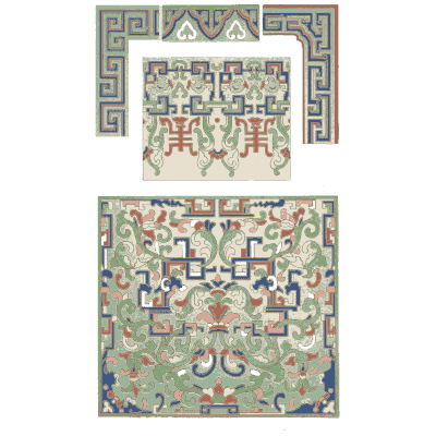 Fret corner and brocade panel - Examples of Chinese Ornament - 1867