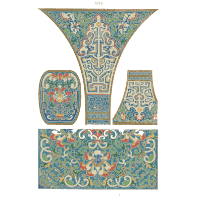 Fan spandrel with fret ornament - Examples of Chinese Ornament - 1867