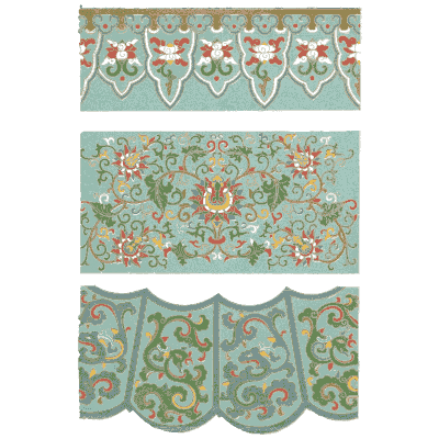 Three teal floral bands - Examples of Chinese Ornament - 1867